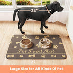 Pet Feeding Mat-Absorbent Pet Placemat for Food and Water Bowl, with Waterproof Rubber Backing, Quick Dry Water Dispenser Mat for Dog and Cat (24"x16", Brown)