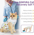 SUNFURA Cat Recovery Suit, Kitten Surgical Full Bodysuit for Abdominal Wound Protector Anti Licking After Surgery, Professional Bandages Cone E-Collar Alternative for Small Male & Female Pets