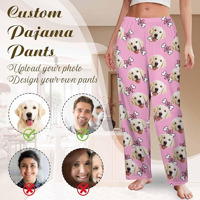 Custom Couple Pajama Pants Sock with Funny Face, Personalized PJ Anniversary Birthday Women Men Pants