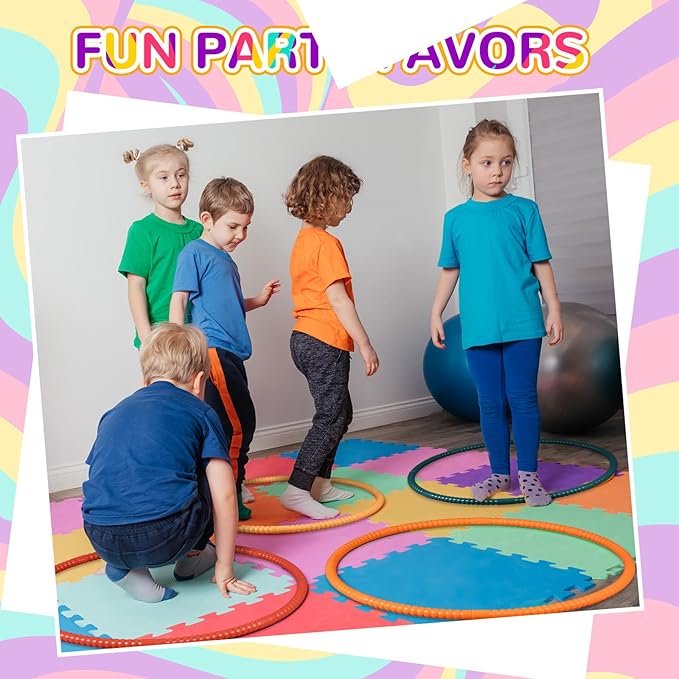 Sratte 8 Pcs Color Hoop Detachable Adjustable Exercise Ring Plastic Hoop for Gymnastics Dog Agility Equipment Party Decor, 4 Colors