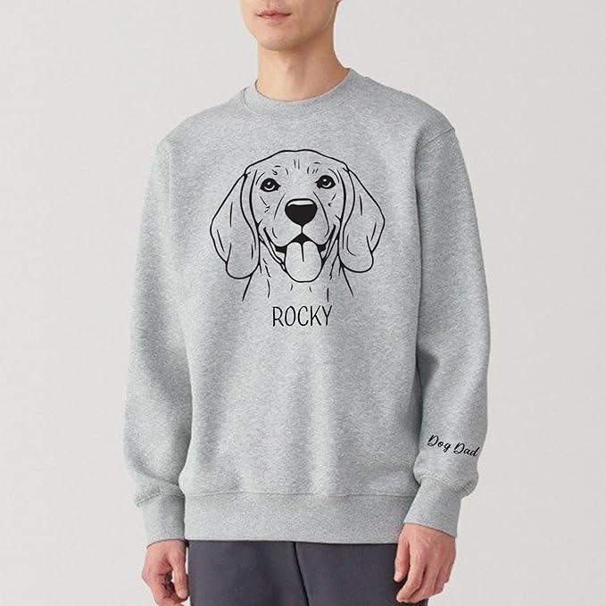 Custom Pet Photo Sweatshirt, Personalized Dog & Cat Face Drawing, Custom Pet Portrait from Photo, Dog Mom Dad Gift