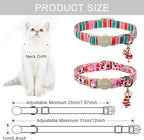 Lionet Paws 2pcs Pack Christmas Cat Collar,Ho Christmas Tree & Pink Stripes Cat Kitten Collars with Breakaway Buckle,Ideal for Girl Cats