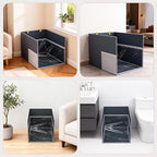 Aokeyee Cat Litter Box Enclosure Splash Guard, Extra Large 27"x22"x17" Foldable Waterproof Shield with Removable PVC Mat, Easy Clean Pet Litter Box Cover with 2 Hooks