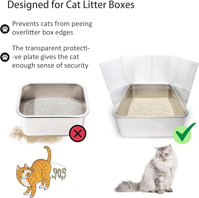 9PCS Cat Litter Box Pee Shields,Transparent Easy Clean Splash Guard for Open Top Litter Pan 14.5×11.5in- Litter Box Not Included (9, Clear)