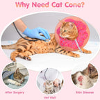 BEAUTYZOO Cat Cone Collars Soft, Cat Recovery E Collars After Surgery to Stop Licking, Adjustable Elizabeth Circle Collar Cute Pet Donut Pillow for Cats Kitten Small Dogs, Pink S