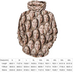 Artsadd Custom Face Unisex athletic Pockets Sweatshirt Loose Hoodie Custom Christmas Long Sleeve Sweatshirt Hooded Pullover