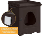 Yaheetech Cat Litter Box Enclosure, Hidden Litter Box Furniture with Side Towel Bar, Wooden Cat Washroom, Storage Cabinet, Indoor Pet House, Side Table Nightstand, Espresso