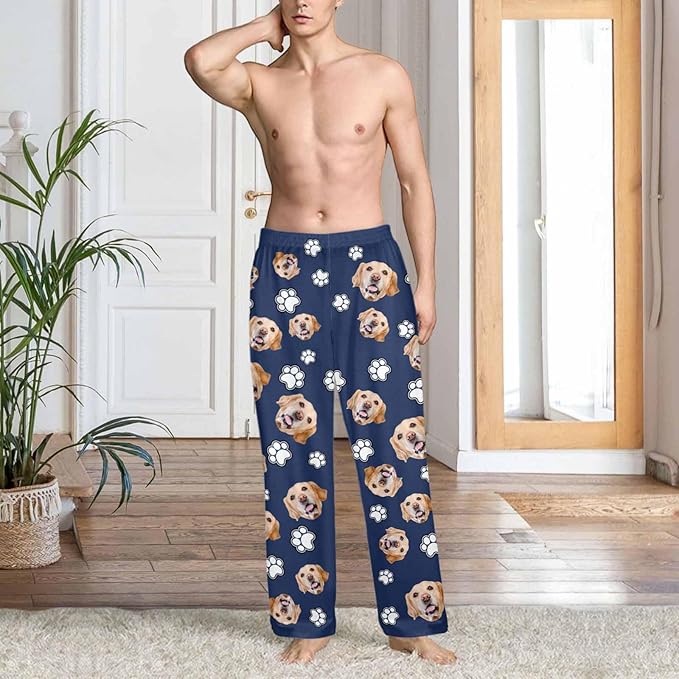 Custom Couple Pajama Pants Sock with Funny Face, Personalized PJ Anniversary Birthday Women Men Pants