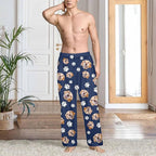 Custom Couple Pajama Pants Sock with Funny Face, Personalized PJ Anniversary Birthday Women Men Pants