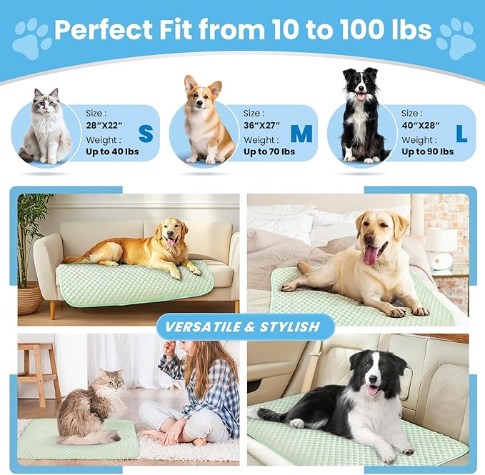 Mora Pets Dog Cooling Mat Breathable Cooling Pad for Dog Cats Washable Pet Cooling Mat for Indoor Outdoor Pets with Non-Slip Bottom 28 x 22 inch Small
