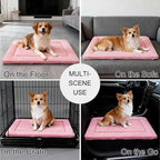 Dog Bed Mat, Reversible Dog Crate Pad - Washable Kennel Mat with Soft Support Foam, Flat Kennel Pad for Dogs & Cats, Double Pet Bed Perfect for Cage (Pink, 30" L x 20" W x 1.5" Th)