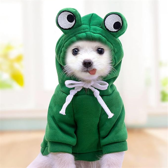 Warm Dog Winter Clothes Cute Fruit Dog Coat Hoodies Fleece Pet Dogs Costume Jacket for French Bulldog Chihuahua Ropa para Perro(Green,XS)