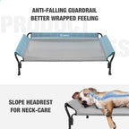 Veehoo Cooling Elevated Dog Bed, XL Raised Pet Cot with Guardrail & Slope Headrest, Durable Breathable Teslin Mesh, Non-Slip Feet, Washable Dog Couch Bed for Indoor & Outdoor, 50.5" x 33.5, Gray