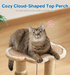 Made4Pets Cat Scratching Post, Cat Self Groomer for Indoor Cats, Cloud Soft Perch for Rest, 17.5" Tall Natural Sisal Scratcher Cat Grooming Interactive Ball Track Toys for Small Cats Kittens