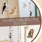 Cat Climbing Wall, Wall Mounted Cat Ladder, Cats Climbings Pole with 59in Climbing Rope, Larger and Wider Base Cats Ladder for Walls with Scratching Post (2m/78.7in Long)