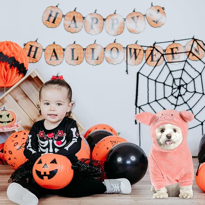 NACOCO Halloween Pig Dog Costume - Pet Christmas New Year Hoodie Warm Party Coat Outfit for Small and Medium Cat Dog Clothes(Pink Pig,S)