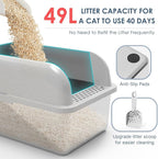 8" Deep Stainless Steel Cat Litter Box with Lid Extra Large Litter Box for Big Cats XL Metal Litter Box Pan with High Wall Sides Enclosure, Non-Sticky, Anti-Leakage, Easy Cleaning