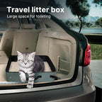 Portable Litter Box for Cats Kitten Foldable Travel Litter Box with Lid, Leak-Proof No Smell Easy to Carry, Clean and Store Easy for Car Travel, Hotle Stays and Road Trip 16x12x4.3inches (No lid)