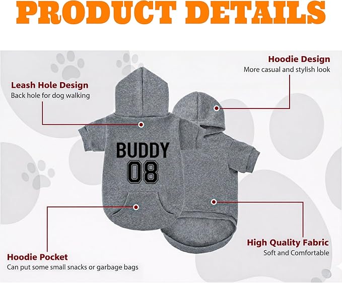 Personalized Dog Hoodie with Name/Text, Custom Embroidered or Printed Dog Sweater, Warm Winter Hoodie for Puppies, Cute Birthday Outfit, Unique Gift for Pet Lovers, A2