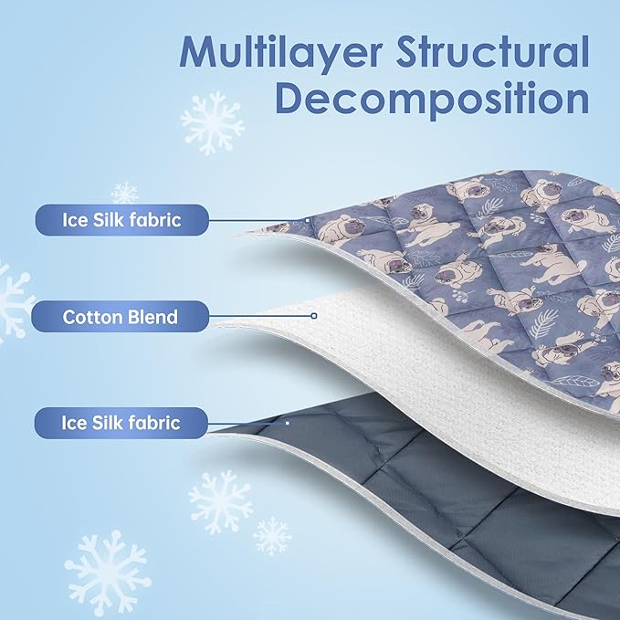 Dog Cooling Mat, Washable Dogs Cats Pet Non-Toxic Cooling Pads Summer Sleeping Kennel Mats，Pet Self Cool Ice Blanket for Indoor & Outdoor Dog Beach Essentials Medium