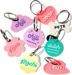 Personalized Pet ID Name Tag Charm – Custom Engraved Contact Information – Acrylic Collar Pendant w/Stainless Steel Ring for Harnesses – Lightweight for Dogs Cats (Wavy, Black)