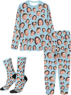 Artsadd Personalized Pajamas with Faces for Women Men Custom Christmas Pajamas Gifts for Family Couple, Funny Photo Pjs