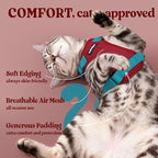 rabbitgoo Cat Harness and Leash for Walking, Escape Proof Soft Adjustable Vest Harnesses for Cats, Easy Control Breathable Reflective Strips Jacket, Red & Teal, S