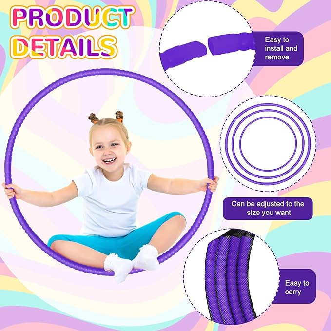 Shappy 6 Pcs Exercise Hoop Detachable Adjustable Plastic Toy Playground Toys Colored Hoop Circles for Teens Games Gymnastics Dog Agility Equipment Party Decor