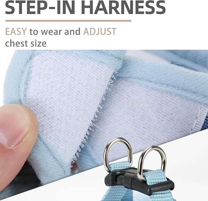 PUPTECK Adjustable Dog Harness Collar and Leash Set Step in No Pull Pet Harness for Small Medium Dogs Puppy and Cats Outdoor Walking Running, Soft Mesh Padded Reflective Vest Harnesses, Blue S