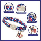 4th 0f July Cat Collar,2Pack Patriotic Day Kitten Collars Cute Flag Breakaway Kitty Collars,Summer Baseball Blue Cat Collar with Bell, for Girl & Boy Cats