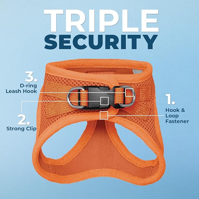 Voyager Step-in Pet Harness - All Weather Mesh, Adjustable Step in Harness for Cats and Dogs by Best Pet Supplies - 307S Orange, XXXS