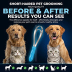 ZENFUN 6 Pc Dual-Sided Dog Shedding Blade, Stainless Steel Grooming Tool for Horse, Cattle, Sheep with Comfort Grip, Curry Deshedder De-Shedding Tool for All Dogs Coat Types (Single Loop Double Loops)