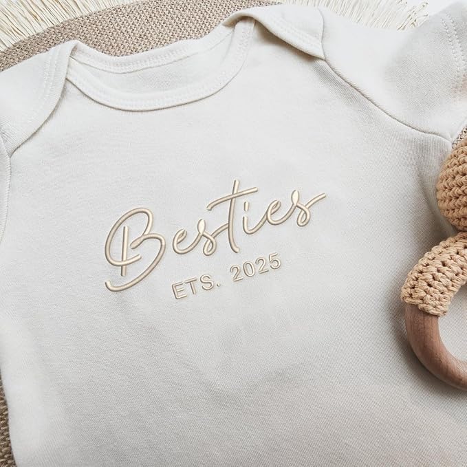 COUPLEHOODIES Personalized Baby Onesie Bodysuit – Custom Embroidery Gift for Pregnancy Reveal Baby Shower or First Grandchild