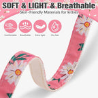 PAWCHIE Cat Harness and Leash Set with Bow Knot,Cats Escape Proof-Adjustable Daisy Floral Kitten Harness Soft Outdoor Walking Travel Pet Harness,Puppy Harness for Girl Cats Bunny Rabbit Small Dog,Pink