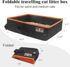 HiCaptain Portable Cat Travel Litter Box, Foldable Litter Box for Travel in Car, Collapsible Toliet Tray Carrier for Small and Medium Cats - Black