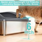 2 Pack Stainless Steel Litter Box | XL Enclosed Cat Litter Boxes with Lid for Big Cats and Multi-Cats | High Sided, Anti-Urine Leakage | Non-Stick Bottom（Dark Gray）