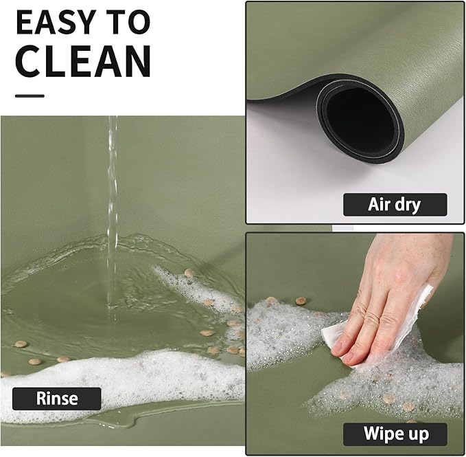 Dog Food Mat - Absorbent Cat Mat for Food and Water, No Stains Pet Feeding Bowl Mat, Easy to Clean Pet Placemats, Quick Dry Dog Water Dispenser Mat for Messy Drinkers | Green 12"x 19"
