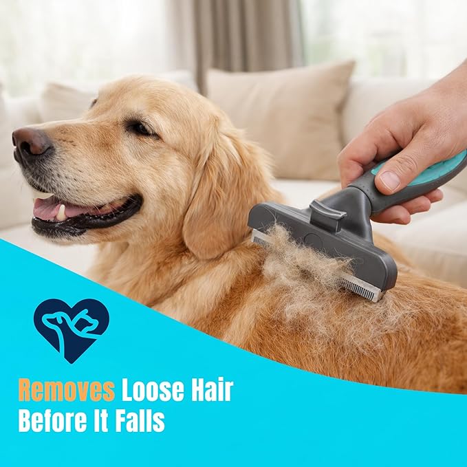 deShedding Tool for Medium/Large Cats and Dogs, Long Hair, Removes Loose Hair from Shedding