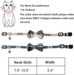 ADOGGYGO Plaid Cat Collars Breakaway with Bow Bell, Removable Bowtie, 2 Pack Beige Blue Plaid Kitten Bow Collar for Cats Kittens