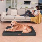 Orthopedic Dog Bed for Large Dogs, Plush Washable Pet Bed for Large Size Dogs with Egg Crate Foam & Removable Oxford Cover, 36x27 Inch, Black