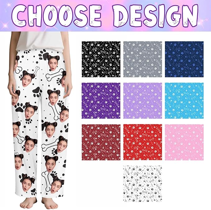 Custom Couple Pajama Pants Sock with Funny Face, Personalized PJ Anniversary Birthday Women Men Pants