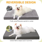 KSIIA Orthopedic Crate Bed: Deluxe Plush Washable Dog Bed for Small Dogs with Egg Crate Foam & Removable Cover, 23 x 17 Inch, Dark Gray