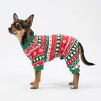 Fitwarm Dog Christmas Outfit, Holiday Pet Clothes for Small Dogs Boy Girl, Festive Pajamas with Feet, Puppy Onesie, Red, Green, Medium