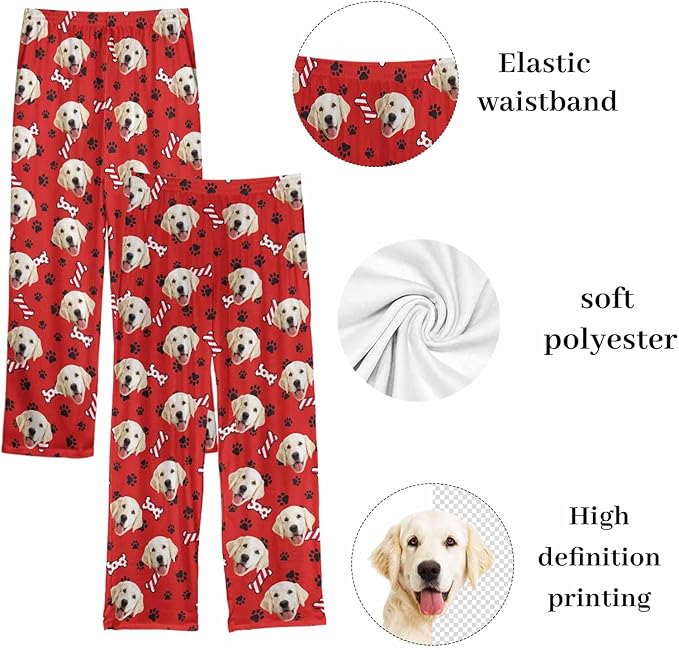 Custom Couple Pajama Pants Sock with Funny Face, Personalized PJ Anniversary Birthday Women Men Pants