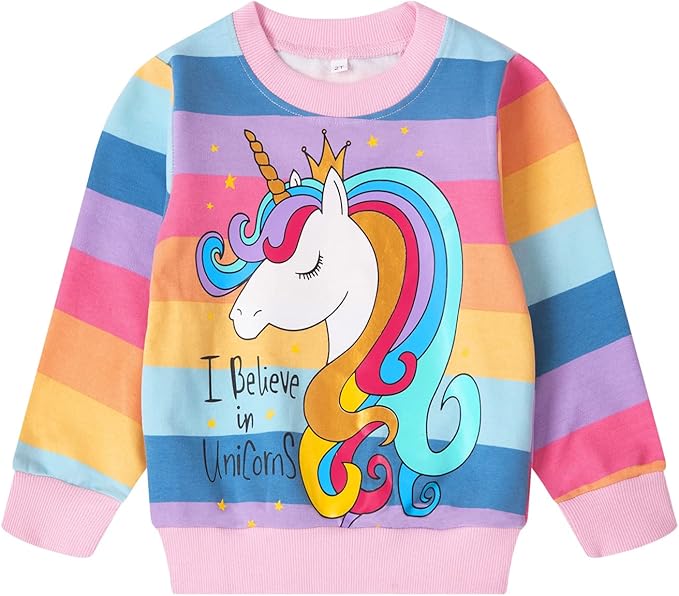 RETSUGO Toddler Baby Girls Sweatshirts Casual Pullover Crewneck Winter Long Sleeve Tops Shirts Clothes 3T-8T