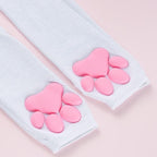 Nydotd Cat Paw Pad Mittens Gloves Kawaii Pink 3D Claw Fingerless Cute Cat Cosplay Gloves Sleeve for Girls Party