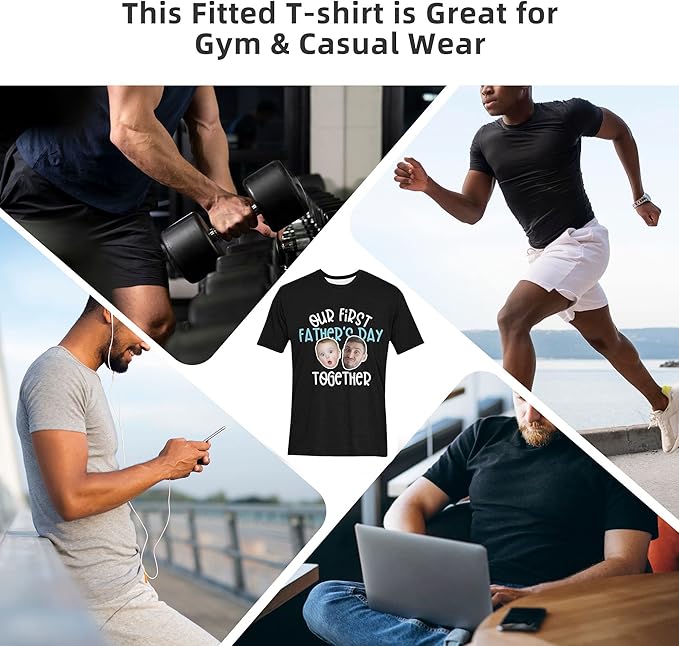 Custom T Shirts with Face Photo Text Pet Shirt for Men Personalized Picture Tee Shirt Design Your Own Dad Grandpa Shirt