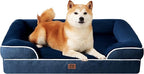 EHEYCIGA Orthopedic Dog Beds for Large Dogs, Waterproof Memory Foam Large Dog Bed with Sides, Non-Slip Bottom and Egg-Crate Foam Pet Couch Bed with Washable Removable Cover, Navy