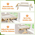 Cat Perch for Window XiaZ Cats Hammock Indoor Cat Bed for Window Adjustable Wooden Frame W/Soft Warm Plush-Lined Cushion Perfect for Bird Watching Sunbathing Space-Saving Easy Install Single Layer