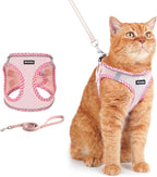 Rttochfy Cat Harness and Leash Set, Escape Proof Kitten Harness, Soft and Breathable Vest with Reflective Strip, Easy to Wear for Cats Walking and Traveling (Pink, L)